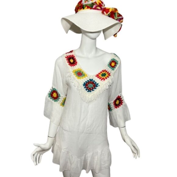 LTX Sportswear Gauze Granny Square Crochet Coverup - M - Picture 2 of 11